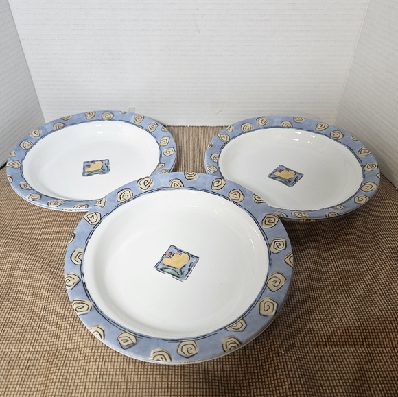 SET OF 6 - CORNING CORELLE - WATERCOLORS - 8 1/2" RIMMED 15 OZ SOUP PASTA BOWLS - Picture 7 of 16